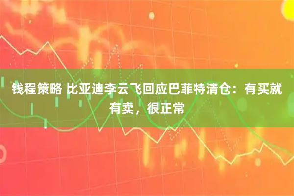 钱程策略 比亚迪李云飞回应巴菲特清仓：有买就有卖，很正常