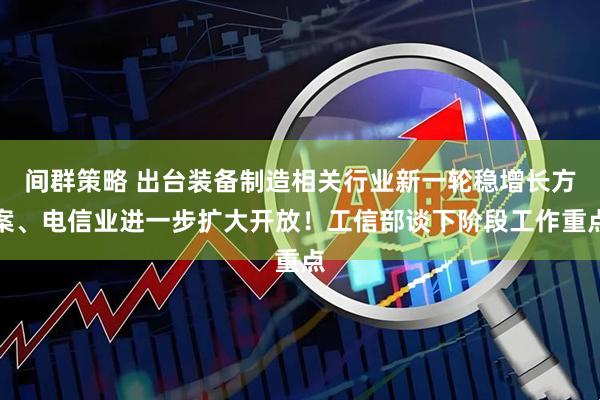 间群策略 出台装备制造相关行业新一轮稳增长方案、电信业进一步扩大开放！工信部谈下阶段工作重点
